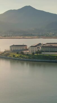 San Quentin Rehabilitation Center, a California state prison for men, sits on the bay. The prison provides housing, education, & job training.