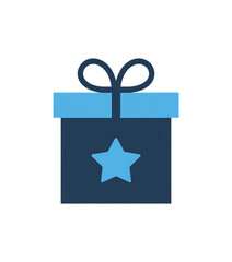Blue gift box with star and ribbon isolated on a transparent background image