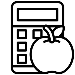 Calorie Tracker icon, Black And White Outline Icon Vector.