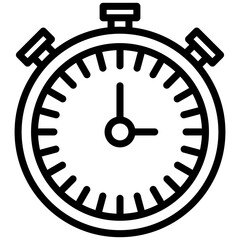 Stopwatch icon, Black And White Outline Icon Vector.