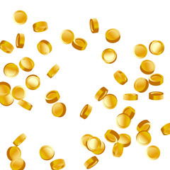 Money Background. Golden Vector Coins Rain. Flying 3d Cash for Casino Business  Banner. Cash Back Illustration. Win in a Lottery Concept Design. Cashback Explosion. Sale Discount Background. 