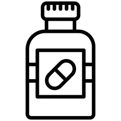 Supplement Bottle icon, Black And White Outline Icon Vector.