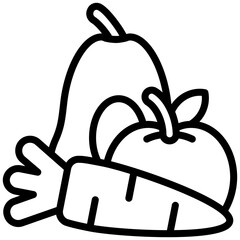 Healthy Food icon, Black And White Outline Icon Vector.