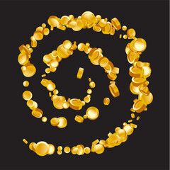 Money Background. Golden Vector Coins Rain. Flying 3d Cash for Casino Business  Banner. Cash Back Illustration. Win in a Lottery Concept Design. Cashback Explosion. Sale Discount Background. 