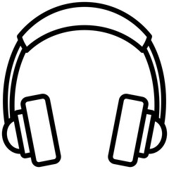 Headphones icon, Black And White Outline Icon Vector.