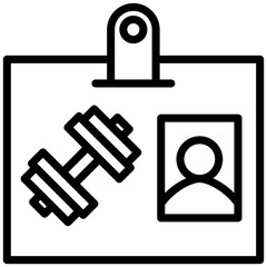 Gym Membership Card icon, Black And White Outline Icon Vector.