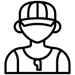 Personal Trainer icon, Black And White Outline Icon Vector.
