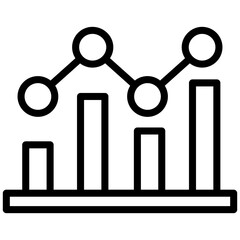 Progress Chart icon, Black And White Outline Icon Vector.