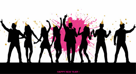 Fototapeta premium Celebration silhouette new year.