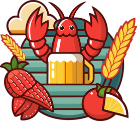 Lobster Beer and Corn sign stock illustration