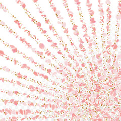 Pink Flower Blossom Petals Background. Cherry Leaves Falling Isolated on White. Japanese Rose and Peach Petals Wind. Vector Frame for Mother Day Card. Light Floral Pattern Design. Soft Valentine’s 