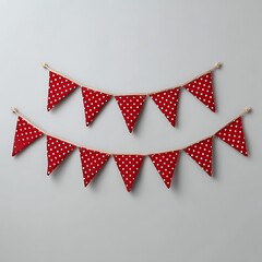 Obraz premium Red and white polka dot fabric bunting banner for celebration