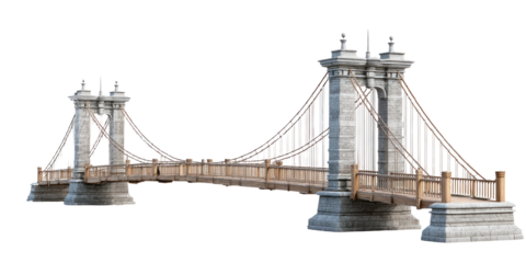 Elegant stone suspension bridge spans a void