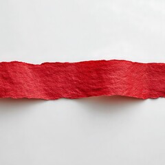 Torn red paper strip isolated on white background