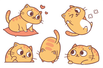 Cute Cartoon Cats in Various Poses