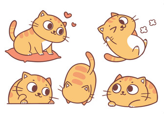 Cute Cartoon Cats in Various Poses