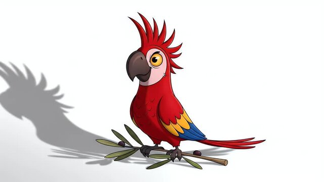 Fierce Red Cartoon Parrot With Mohawk Feathers, Suitable For Game Icons Or Hero Mascot Designs