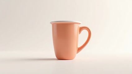 Peach-colored mug with a white rim.