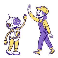 Robot and person giving each other a high five