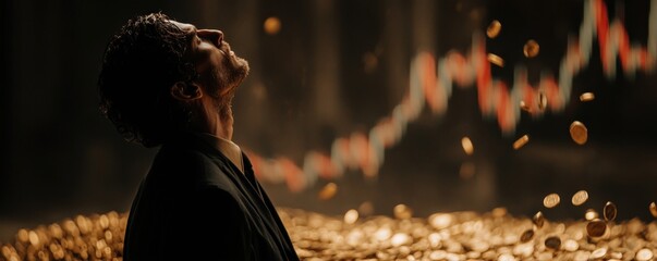 Investor bursts with excitement after earning big profits from a successful stock trade, celebrating a rewarding moment in their financial journey