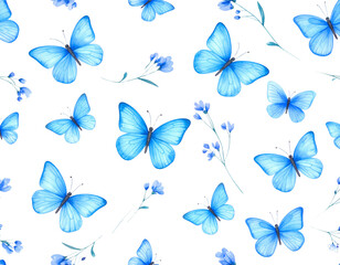 Seamless butterfly pattern vector design with colorful flying insects and floral elements perfect for spring and summer nature illustration