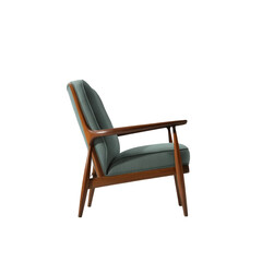 Mid Century stylist wooden armchair, an antique single seat object with a vintage design, isolated on white for home interior decoration