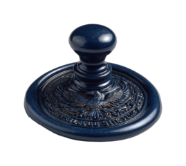 Blue seal stamp with eagle emblem isolated on transparent background, png