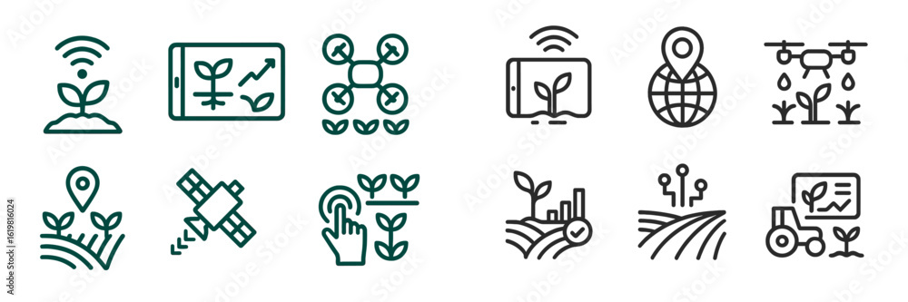 Aufkleber digital agriculture concepts showing technology integration for sustainable farming practices and cr