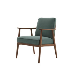 Mid Century stylist wooden armchair, an antique single seat object with a vintage design, isolated on white for home interior decoration