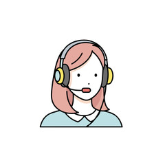 Woman operator with headset providing assistance, woman operator is ready to consult online. Young specialist works as woman operator in call center, providing technical support for customers.