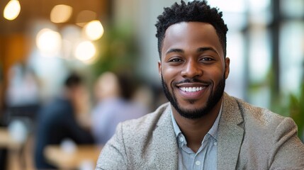 Obraz premium Confident Professional Close Up Portrait of Smiling African American Man