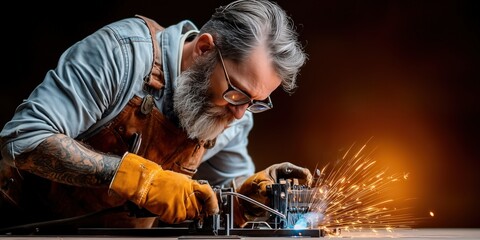 Welder fuses metal with precision, preparing steel components for construction and industrial use
