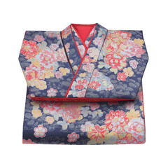 Elegant Japanese Kimono with floral pattern isolated on white background