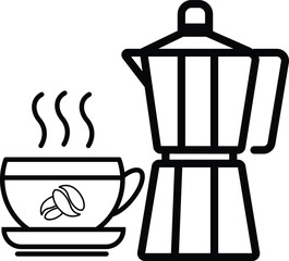  coffee cup, moka pot icon. coffee and Moka pot vector illustration, for Café menu, wallpaper design.