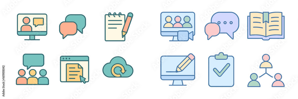 Poster digital communication tools facilitating online collaboration and note-taking for remote teams in a 