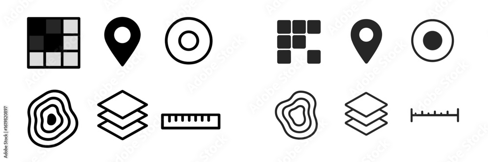 Poster design elements showcasing various symbols and patterns for use in digital applications and interfac