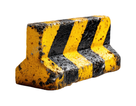 Weathered yellow black barricade isolated isolated on transparent background, png