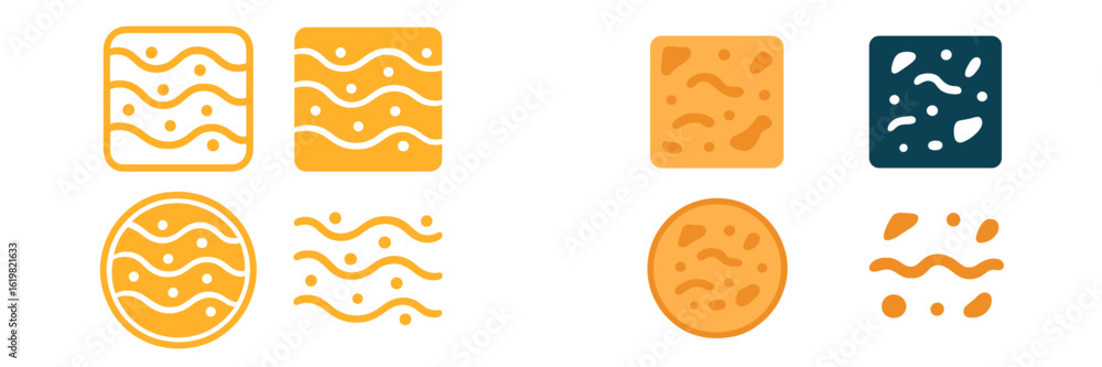 Poster colorful patterns of abstract food textures displayed on a white background in a creative art compos