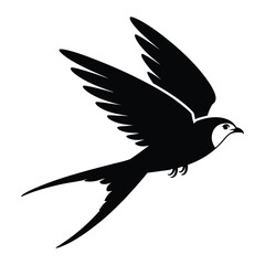 Fototapeta premium Swallow-Tailed Kite Flying Bird Silhouette, Vector, Illustration, Outline, Line Art, Icon, Logo, White Background.