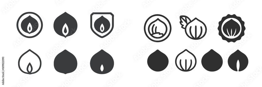 Poster unique collection of leaf and flame icons representing nature themes and eco-friendly concepts in a 