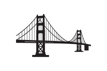 Golden Gate Bridge icon silhouette vector with white background