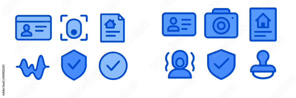Aufkleber various blue icons representing digital identity verification processes in modern applications