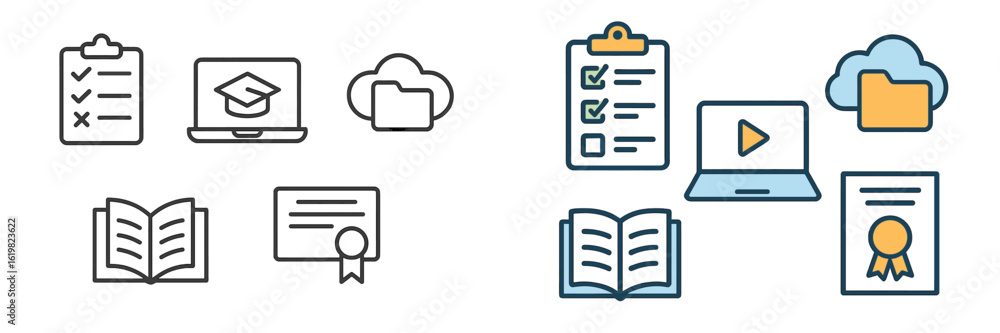 Poster various digital educational tools and resources for learning and assessment in a modern classroom en