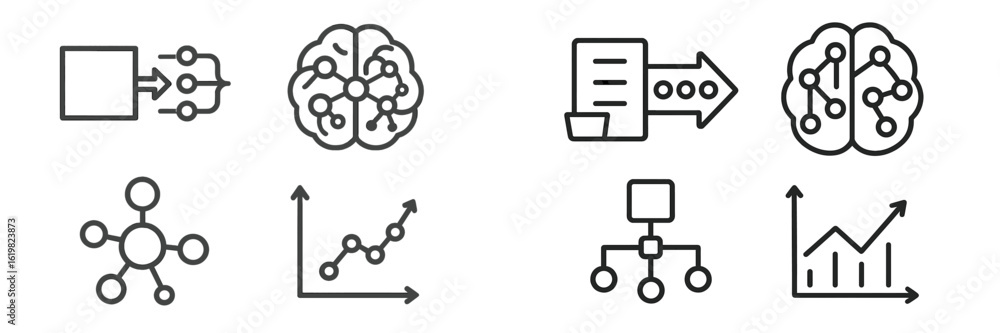 Poster visual representation of data flow and analysis concepts in technology and artificial intelligence s