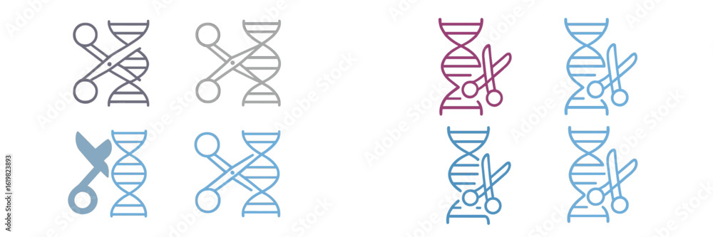 Poster visual representations of dna editing techniques in multiple colors and styles