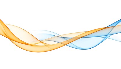 Abstract design with flowing orange and blue lines on a white background