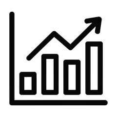 Bar Chart Rising Icon, Vector, Illustration, Icon, Outline, Line Art, Silhouette, Logo, White Background.