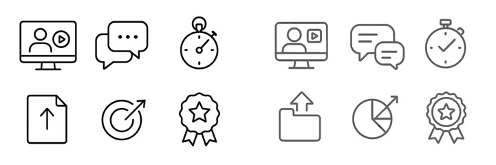 Icons representing digital communication and time management in a minimalistic style