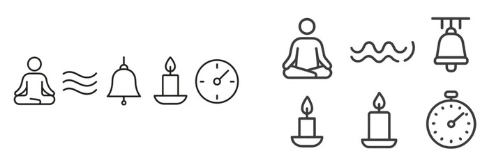 Symbols representing meditation, mindfulness, and relaxation techniques in a serene setting