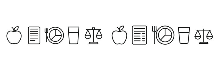 Symbols representing balanced nutrition and mindful eating habits for a healthy lifestyle